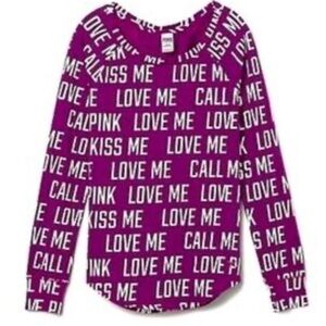 PINK by Victoria’s Secret | Purple Long Sleeve Shirt | Love Me Kiss Me | Size XS